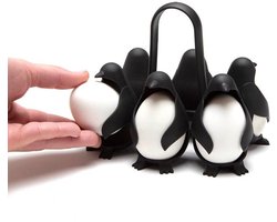 Eierhouder - Eierkoker - kook,bewaar,en serveer-eierhouder - pinguïnvormige gekookte - Universele eierhouder - grappige zwarte eierdop - kunststof eierbewaardoos - Geschikt voor het maken van zacht- of hardgekookte eieren