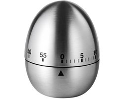 Eierklok - Mechanische eierklok - Eivormig kort alarm - Timer - Eivormige timer - Gemaakt van roestvrij staal - Voor keukens - Tot 55 minuten - Zilver