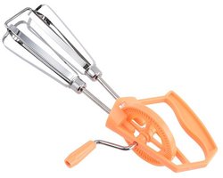 Eierklopper, handmixer, roestvrijstalen handgarde, eierklopper, handaangedreven keukengereedschap (oranje)