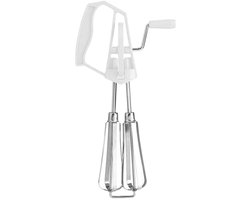 Eierklopper, handmixer, roestvrijstalen handgarde, eierklopper, handaangedreven keukengereedschap (wit)