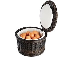 Eierkorf - Warmhoudmand - Buffet Presentatie - Stoffen Voering - Ø 26 cm - Zwart/Bruin