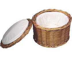 Eiermand, lichtbeige eimand, eierhouder, stabiele volle wilg, voor ca. 20 eieren, houdt de inhoud door de stoffen voering lang warm, diameter Ø 25 cm, hoogte 17,5 cm