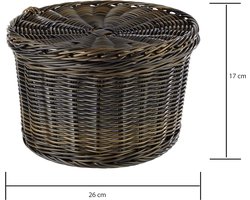 eiermand - zwart/bruin warmhoudmandje voor eieren, met RVS draad in de rand, voor ca. 20 eieren, houdt de inhoud lang warm dankzij de stoffen voering, Ø 26cm, hoogte 17cm