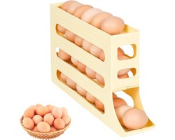 Eieropslag - eierhouder - koelkast - ruimtebesparend - rollend - dispenser - kunststof - organizer - eieren - opbergen - grijs - keukenhulpje - dozen - bewaren - organiseren - vershouden.