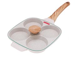 Eierpan met Deksel - 4-gaats pannenkoekenpan - aluminium anti aanbak pan - inductie kookplaten - multifunctionele ontbijtpan - gaskookplaten - ontbijtpan voor omeletten - burgerpan - gehaktballen - pannenkoeken