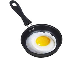 Eierpan – Pan voor één ei – 12 cm – Geschikt voor inductie – Mini-koekenpan met antiaanbaklaag – Met hittebestendig handvat – Geschikt voor gas- en inductiefornuizen – Draagbaar kookgerei – Zwart