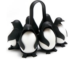 Eierrek - Eierkoker - Eierdoppen - 3-in-1 Koken, bewaren en serveren Eierrek - Eieropber gdoos - Geschikt Voor het maken van zachte of hardgekookte eieren - Pinguïn eirhouder - Zwart