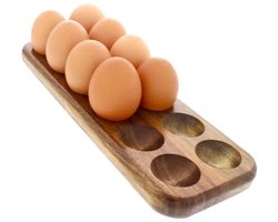 Eierrek - Rustiek houten eierrek, perfect om eieren op te bergen of tentoon te stellen op uw koelkast of aanrecht - gemakkelijk schoon te maken... (geschikt voor 12 eieren)