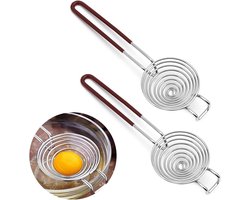 Eierscheiders 2 stuks, roestvrij staal, eiwit scheider met handgrepen, filter, eenvoudige opslag, keuken bakgereedschap, keukenaccessoires