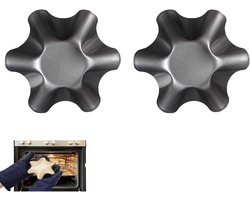 Eiertaartmallen van koolstofstaal - Set van 2 grote mallen voor muffins - Antiaanbaklaag - Keukenbakgereedschap - Zwart色