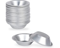 Eiertaartvormen - 25 Stuks - Bakvormen - Mini-Quichevorm - Bakvorm - voor Bakken/Restaurant/Eierpastei/Pudding Maken - Zilver - Anti - aanbak en Herbruikbare