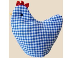 Eierwarmer - Kip - Blauw geruit - 9 x 12 cm - Pasen - Tafeldekken