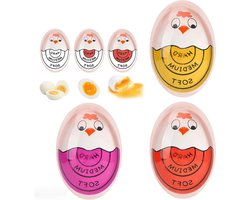 Eierwekker set van 3 voor perfecte eieren, silicone timer in grappige kippenvorm, kookaccessoire voor gezinnen en scholen