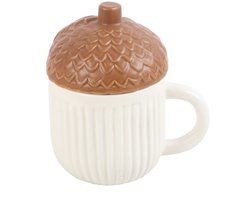 Eikelvormige Mok met Deksel – Herfst Theemok & Koffiemok – Dolomiet Keramiek