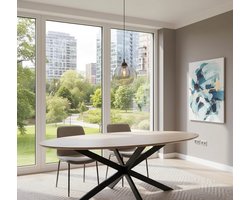 Eiken eettafel ovaal 180 cm – Naturel | Modern Scandinavisch design, stevig en stijlvol – Novihome