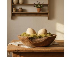 Eiken Houten Eieren 11cm set van 2 stuks- Paasdecoratie landelijk