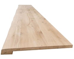 Eiken overzet vensterbank boomstam 125 cm x 29 cm van 2 cm dik massief eiken hout