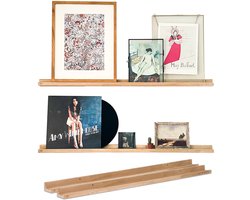 Eiken wandplanken set 2 stuks - 99 cm - Wandplank zwevend (2x) - Wandplank hout - Fotoplank - Met opzetrand - FSC Europees hout - Handgemaakt in Nederland