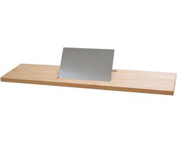 Eikenhouten Badplank inclusief RVS Tablethouder | Eikenhouten Badrek | Eikenhouten Badbrug | Badplank voor in bad