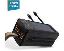 Einarr Supplies Solar Powerbank - 50.000 mAh - Zonne-Energie - 7 poorten - 22.5W Snellader - LED Zaklamp - Noodpakket - Iphone - Samsung - USB C