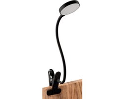 EINLICHT - LED Klemlamp "Halo" – 3-straps dimbare Bedlamp - 3,3W Bureaulamp met klem – 438 Lumen Leeslamp – Warm Wit LED Licht – Klemlamp voor Bureau, Bed & Werkplek - Zwart