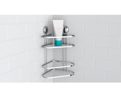 EISL 2-Laags Douche Hoekrek Chroom – RVS – Montage Zonder Boren of Schroeven