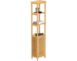 EISL BAMBOE Hoge Kast - Met 3 Vakken - Met Deur - Duurzaam - (B x H x D) ca. 40 x 190 x 30 cm