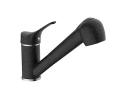 EISL GRANIT Keukenkraan - Mengkraan - Lage druk - Met uittrekbare vaatdouche - Graniet zwart/chroom