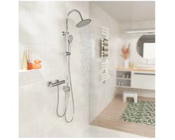 Eisl Regendoucheset Easy Rain - 5 Straalsoorten - Douchekop: 20 x 20 cm - Met de EISL EASY RAIN regendouche haal je het heerlijke gevoel van een warme zomerregen in je badkamer - Handdouche en regendouche - Regen - Sauna - Massage