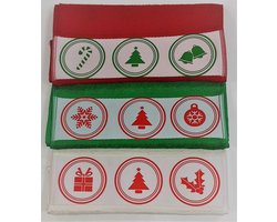 EIZOOK Set van 3 Kerstdagen-Feestdagen-Gasten-Handdoekjes-30x50-Rood-Groen-Wit-Kerstboom-Kerstbal-Kerstkado