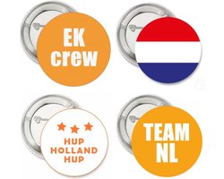EK button set 4-delig Hup Holland Hup - EK - WK - voetbal - button - sport - Nederlands elftal - Nederland
