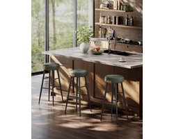 EKHO Collection - barkruk, set van 2, barstoel, keukenstoel, kunstleer, 63 cm hoog, voor keuken, eetkamer, eenvoudige montage, karamelbruin