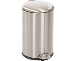 EKO Belle Deluxe pedaalemmer 12 Liter – Prullenbak met uitneembare afvalemmer – Fingerprint-proof – Soft-close – H41.2xL31.9xB28.3 cm – Mat Zilver