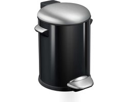 EKO - Belle Deluxe pedaalemmer 5 liter - Steel Plastic - zwart glanzend, mat RVS - Prullenbak