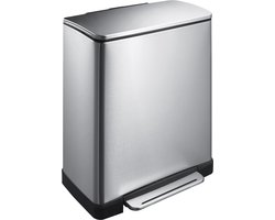 EKO - E-Cube pedaalemmer 50 liter - Stainless steel Plastic - mat RVS - Prullenbak