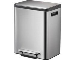 EKO - EcoCasa Recycler pedaalemmer 15+15 liter - Stainless steel Plastic - mat RVS - Prullenbak