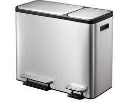 EKO - EcoCasa Recycler pedaalemmer 15+15+15 liter - Stainless steel Plastic - mat RVS - Prullenbak
