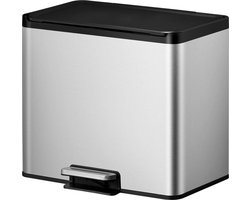 EKO - Essential 2 Recycler pedaalemmer 15+15 liter - Stainless steel Polypropylene - mat RVS - Prullenbak