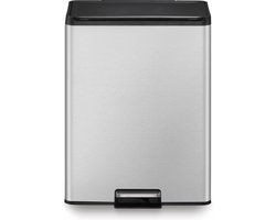 EKO - Essential Recycler pedaalemmer 20+20 liter - Stainless steel - mat RVS - Prullenbak