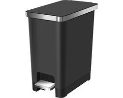 EKO - Hana Slim 1 Pedaalemmer 10 liter - Plastic - zwart - Prullenbak