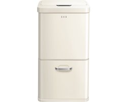 EKO - Vintage Sensor Bin 32+18 liter - Steel Plastic - Vanille Cream - Prullenbak