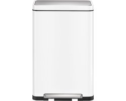 EKO - X-Cube pedaalemmer 30 liter - Steel Stainless steel Polypropylene - wit, mat RVS - Prullenbak