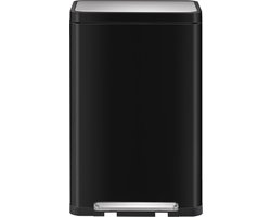 EKO - X-Cube pedaalemmer 30 liter - Steel Stainless steel Polypropylene - zwart glanzend, mat RVS - Prullenbak