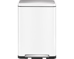 EKO - X-Cube pedaalemmer 45 liter - Steel Stainless steel Polypropylene - wit, mat RVS - Prullenbak