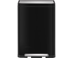 EKO - X-Cube pedaalemmer 45 liter - Steel Stainless steel Polypropylene - zwart glanzend, mat RVS - Prullenbak