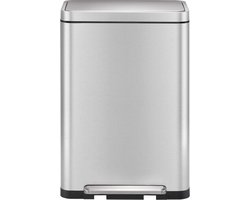 EKO - X-Cube recycling pedaalemmer 20+20 liter - Stainless steel Plastic - mat RVS - Prullenbak
