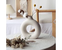 Elaganza - Donut Vaas Hol - Nordic - Woonkamer Decoratie - S - Small - Modern - 13,3 x 14,3 x 2.5