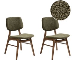 ELAINE - Eetkamerstoel set van 2 - Donkerbruin/Groen - Bouclé