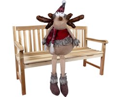 Eland / Rendier met Bengelbeentjes - excl. Bank - Afmeting zittend ca.32cm -Totale lengte ca. 70cm (vanaf de voet tot het uiteinde van de lange puntmuts)