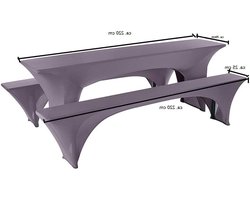 Elastic Beer Tafelkleden en Kussens voor 70cm Bierbanken - 3-delige Set, Geschikt voor Bierfeesten en Tenten, Rekbare Covers voor Marquee Sets (Taupe)